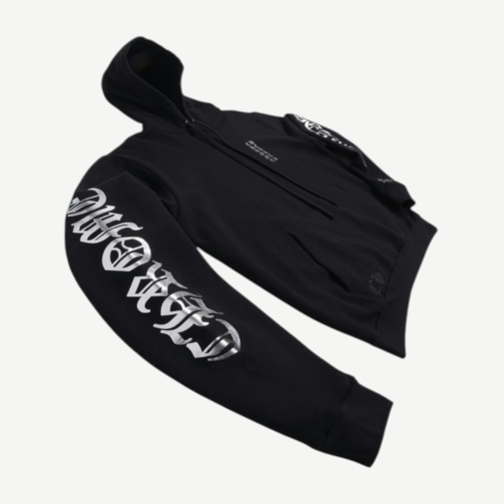 Foil Print Hoodie Black