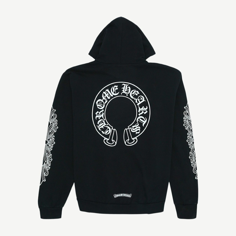 Horse Shoe Floral Pullover Hoodie Black 01