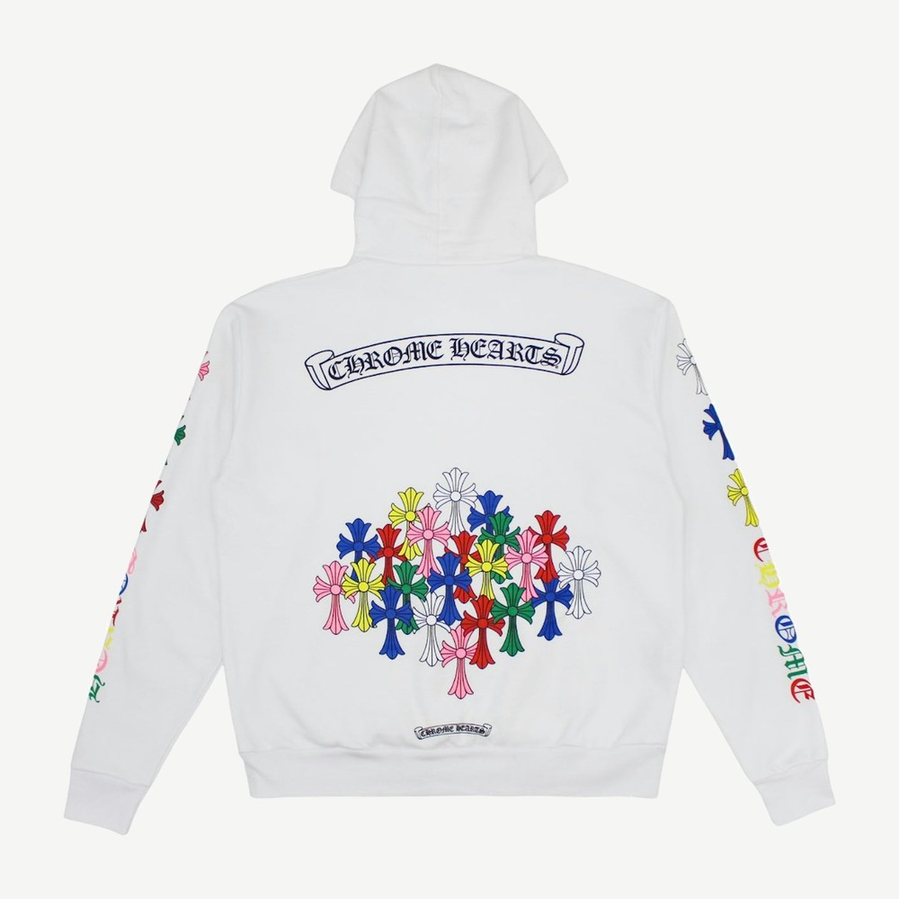Multi Color Cross Hoodie White