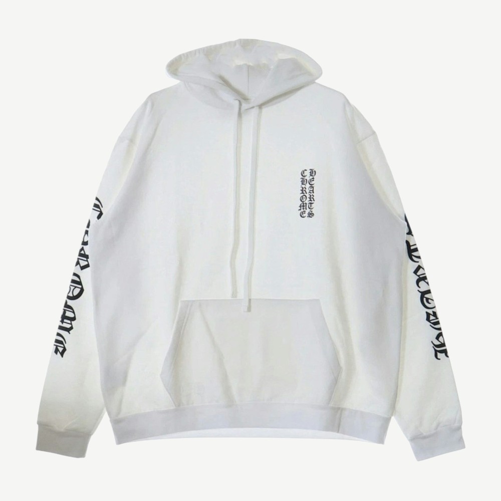 Vertical Logo Hoodie White