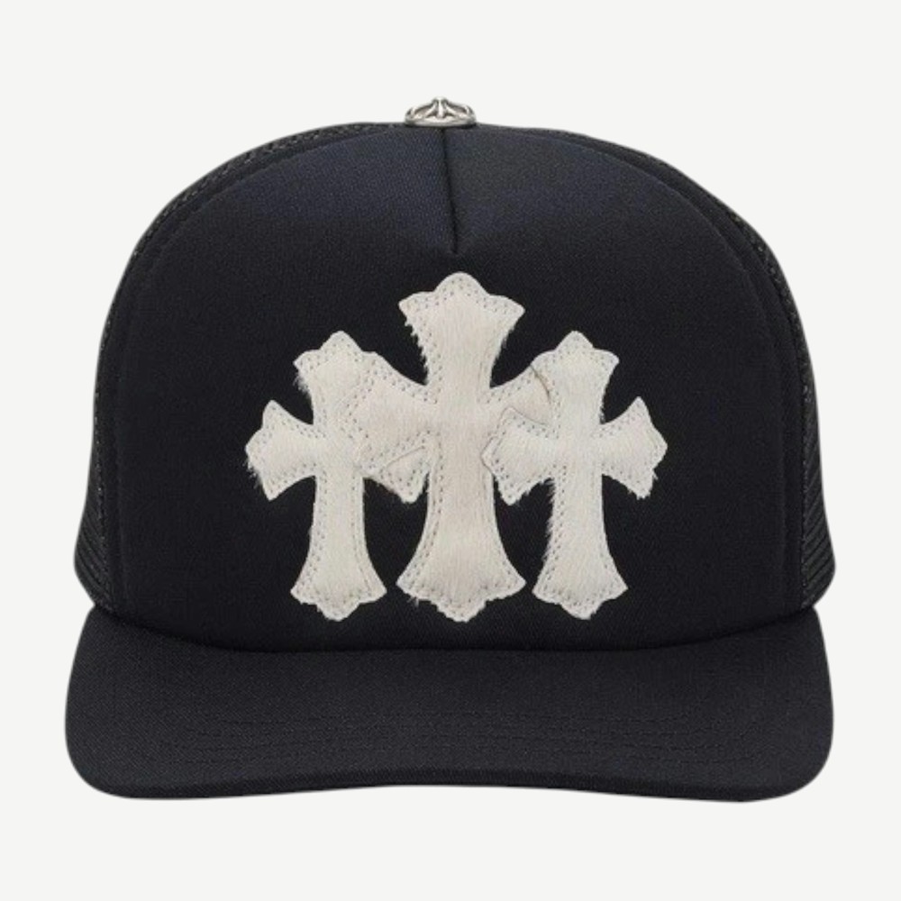 White Cemetary Cross Ch Trucker Hat Black