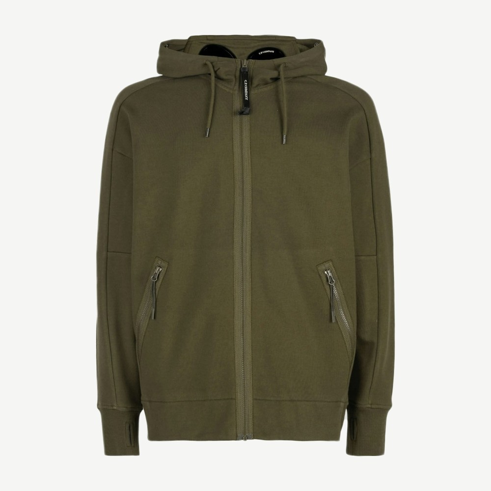 Diagonal Raised Fleece Goggle Hoodie Ivy Green