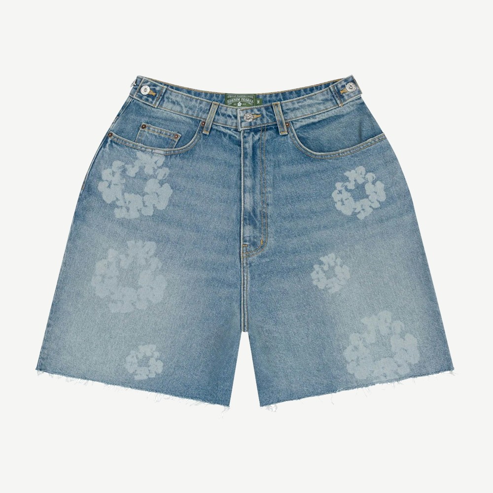 Laser Wreath Denim Short Blue
