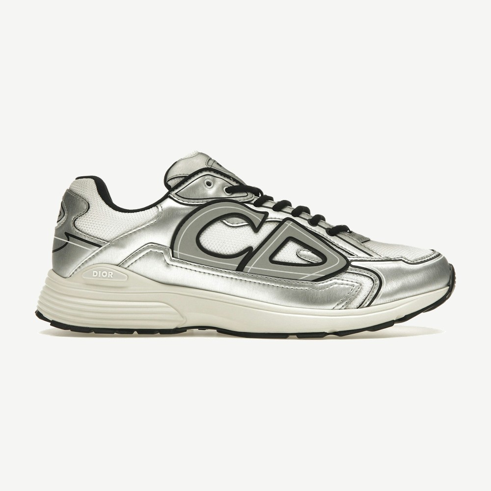B30 White Mesh Silver Tone Metallic Calfskin