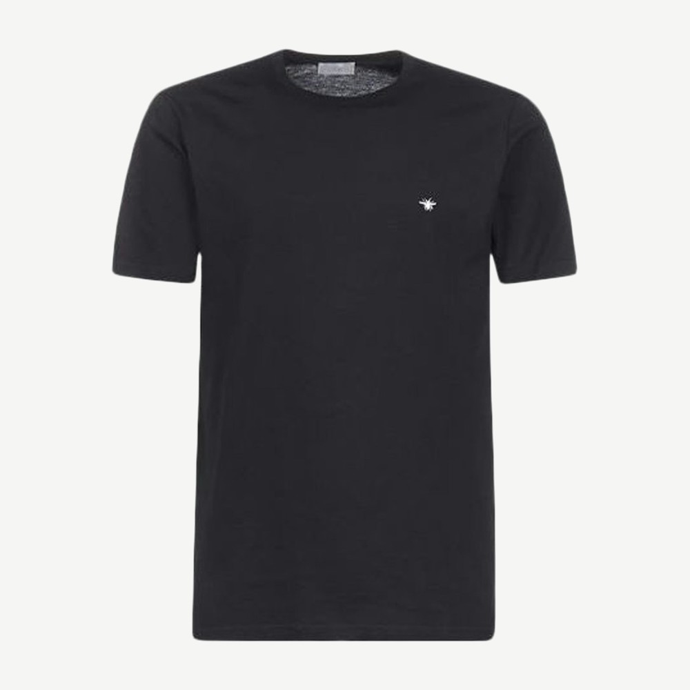Bee Embroidered T Shirt Black
