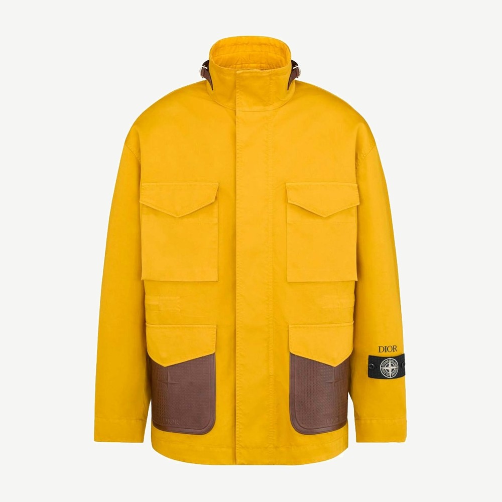 X Stone Island Cotton Blend Satin Jacket Yellow