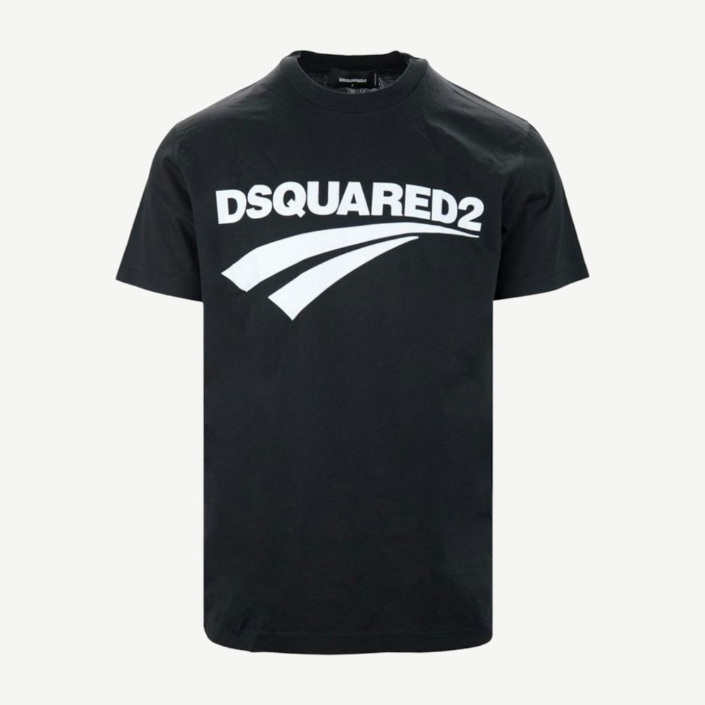 Cigarette Fit Brand Logo T Shirt Black