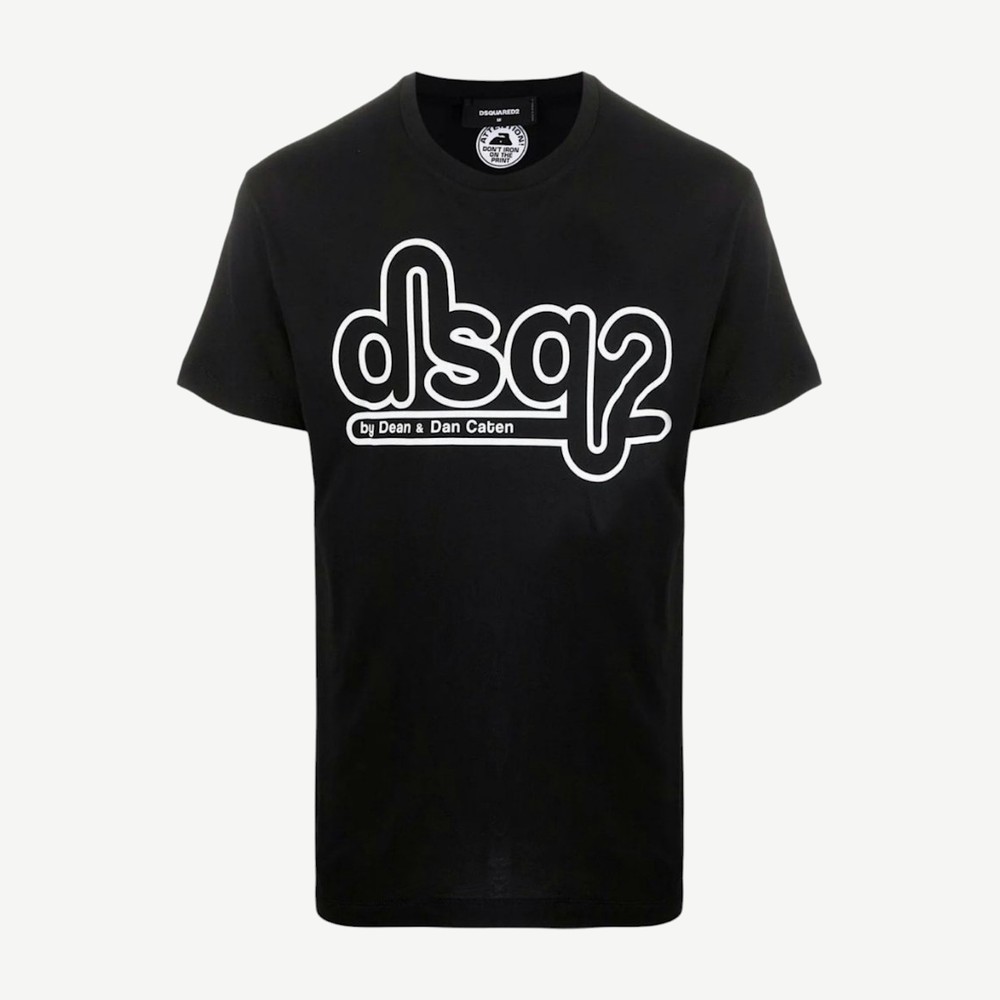 Cigarette Fit Bubble Dsq2 Logo T Shirt Black