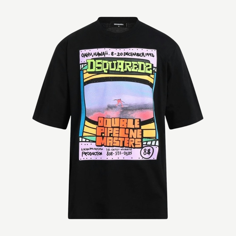 Double Pipeline Masters Design Skater Fit T Shirt Blac