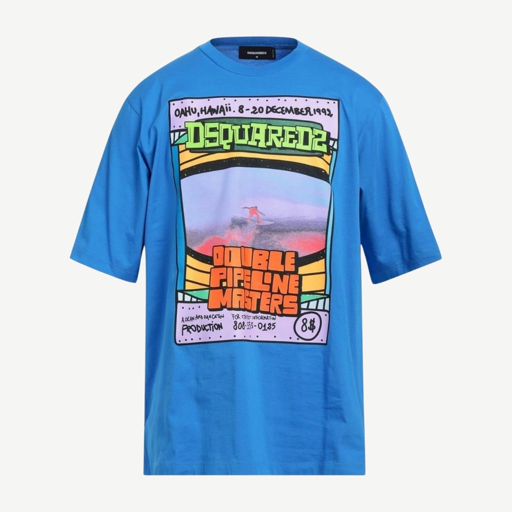 Double Pipeline Masters Design Skater Fit T Shirt Blue