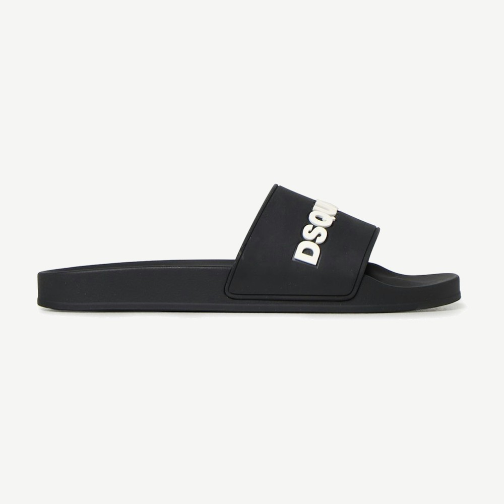 Logo Pool Slides Black White Black