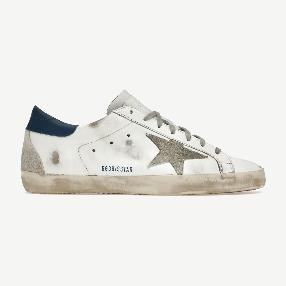 Super Star White Royal Blue Grey Suede Patch