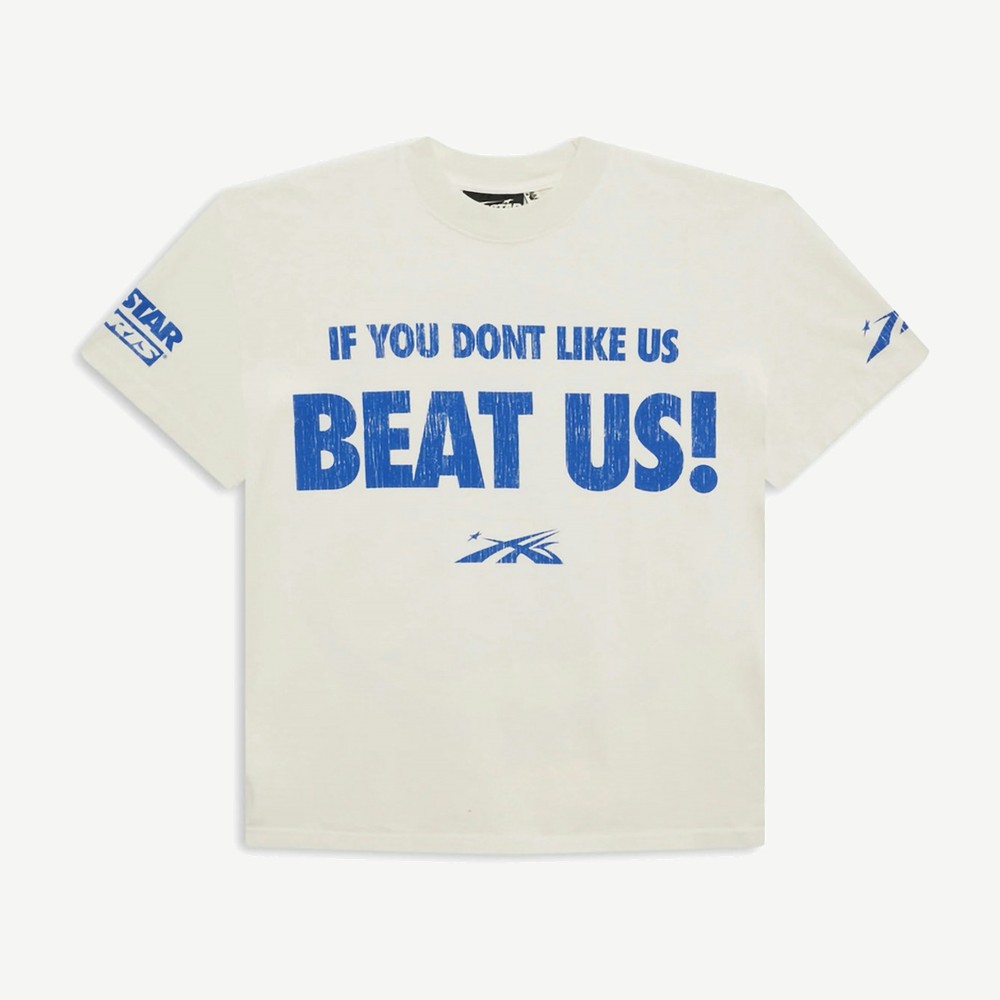 Beat Us T Shirt White Blue