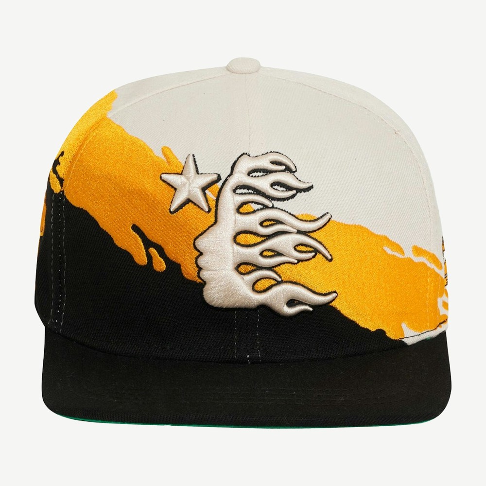 Paintbrush Snapback Hat Orange Black