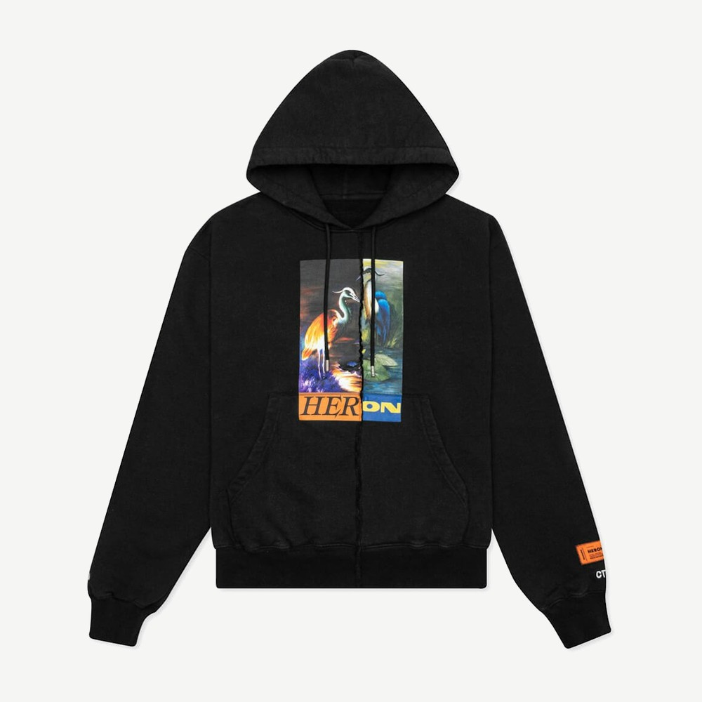 Split Herons Hoodie Black