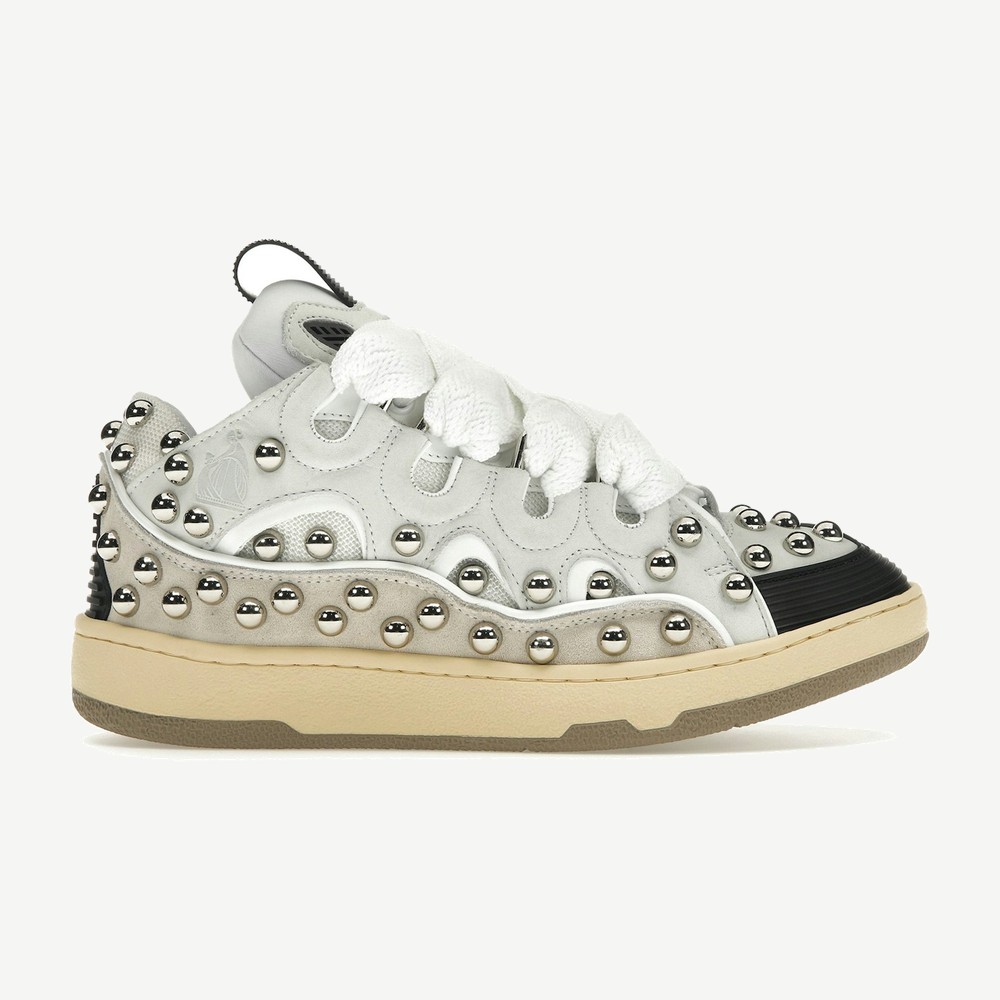 Studded Leather Curb Sneaker White W