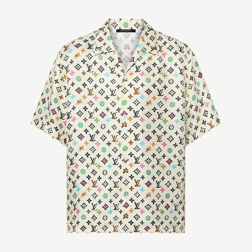 By Tyler The Creator Monogram Printed Short Sleeved Silk Shirt M