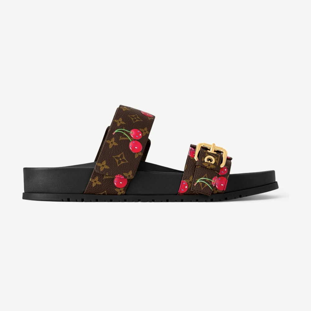 Cherry Bom Dia Flat Comfort Mule X Takashi Murakami Brown Monogr