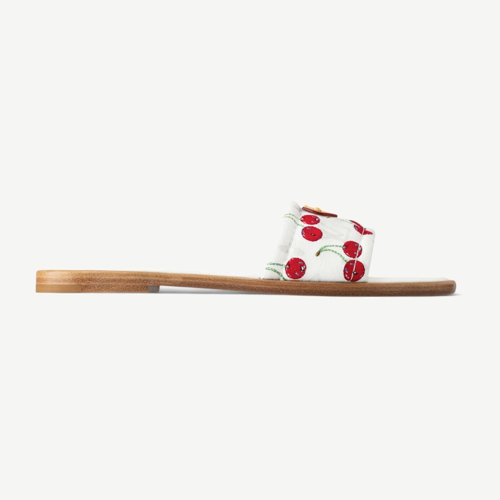Cherry Lily Flat Mule X Takashi Murakami White