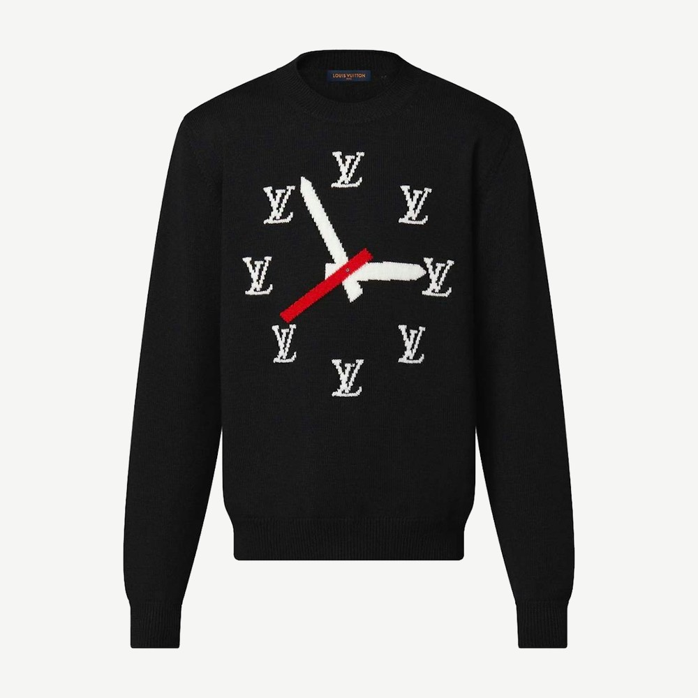 Clock Instarsia Pullover Black