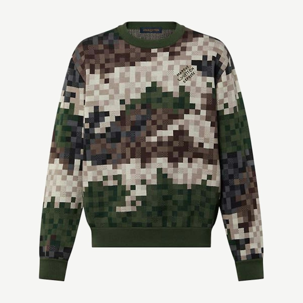 Damier Damoflage Cotton Jacquard Pullover Green Damoflage Damier
