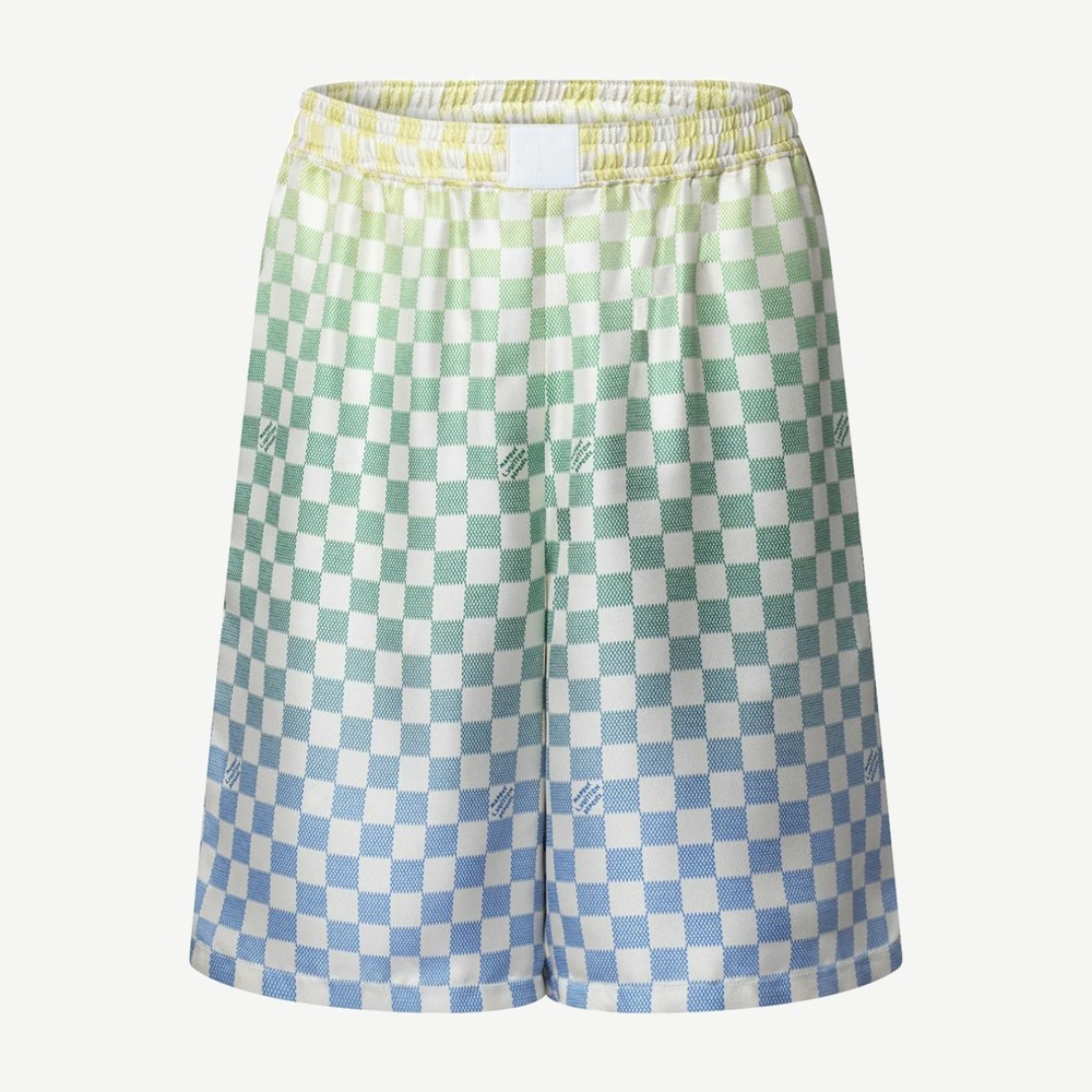 Damier Gradient Printed Silk Shorts Multicolor