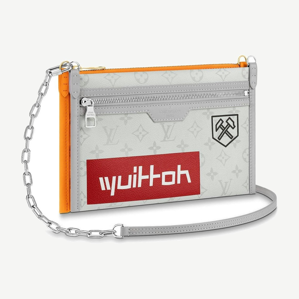 Double Flat Messenger Monogram Logo Story White Orange