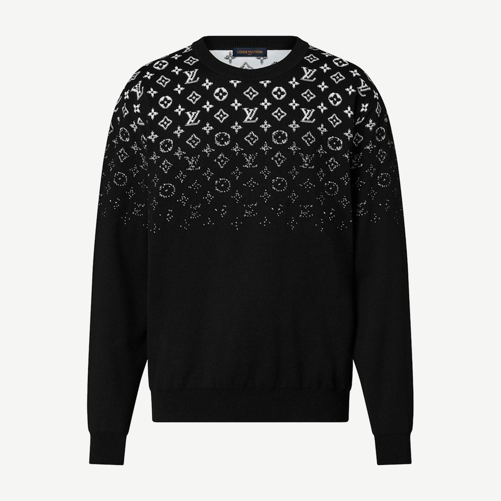 Gradient Cotton Crewneck Black White