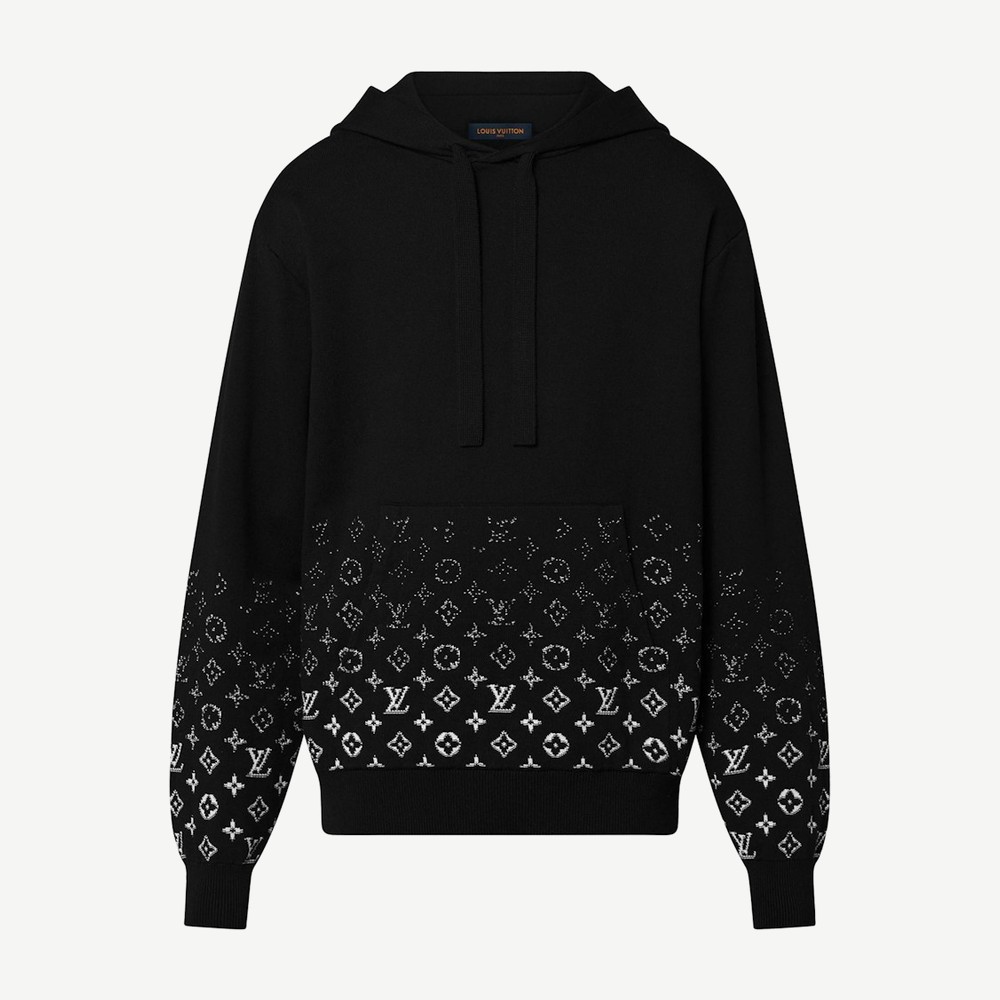 Gradient Cotton Hoodie Black White