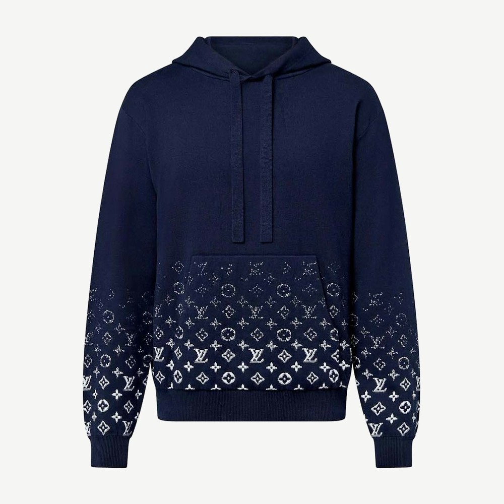Gradient Cotton Hoodie Navy Blue