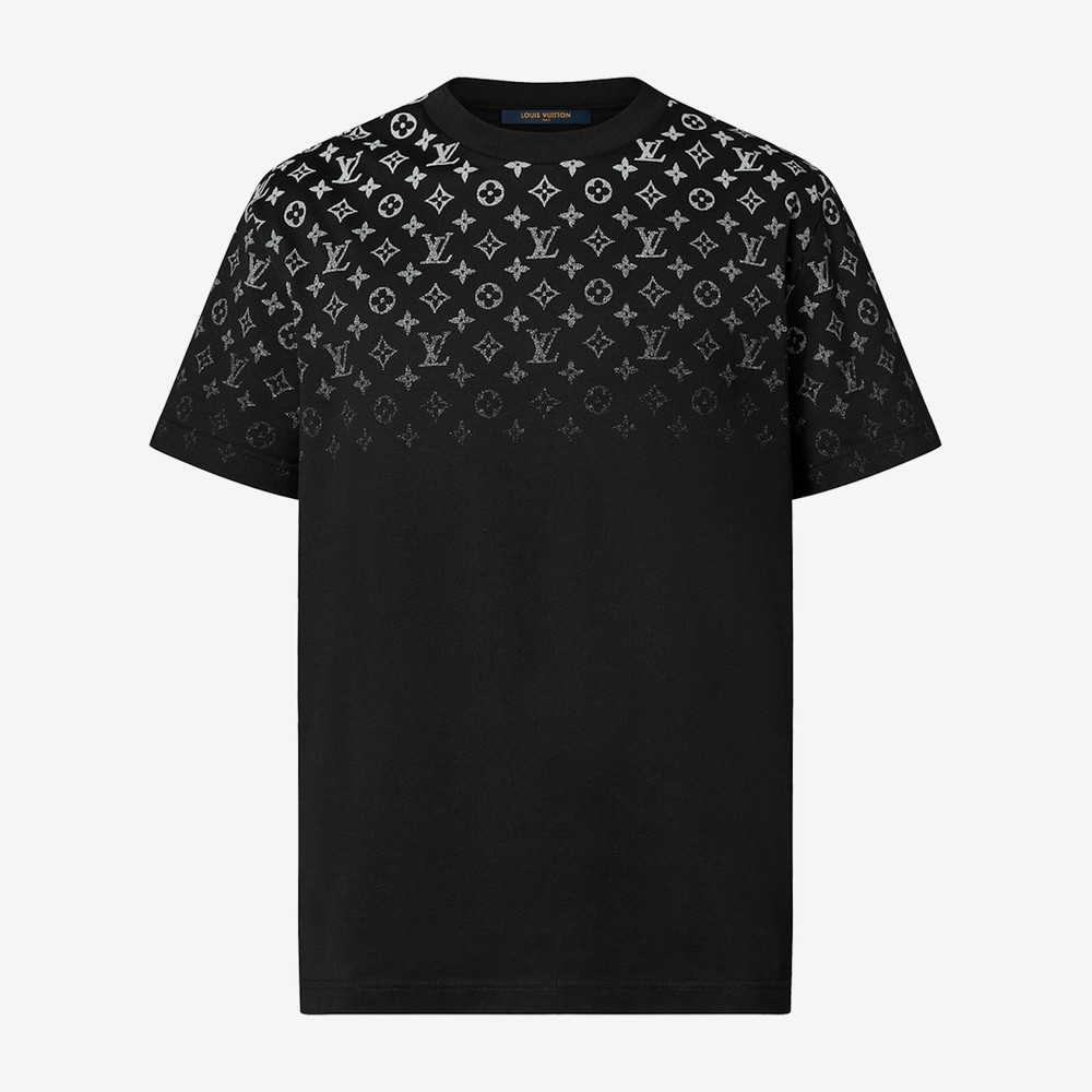 Gradient Cotton T Shirt Black White