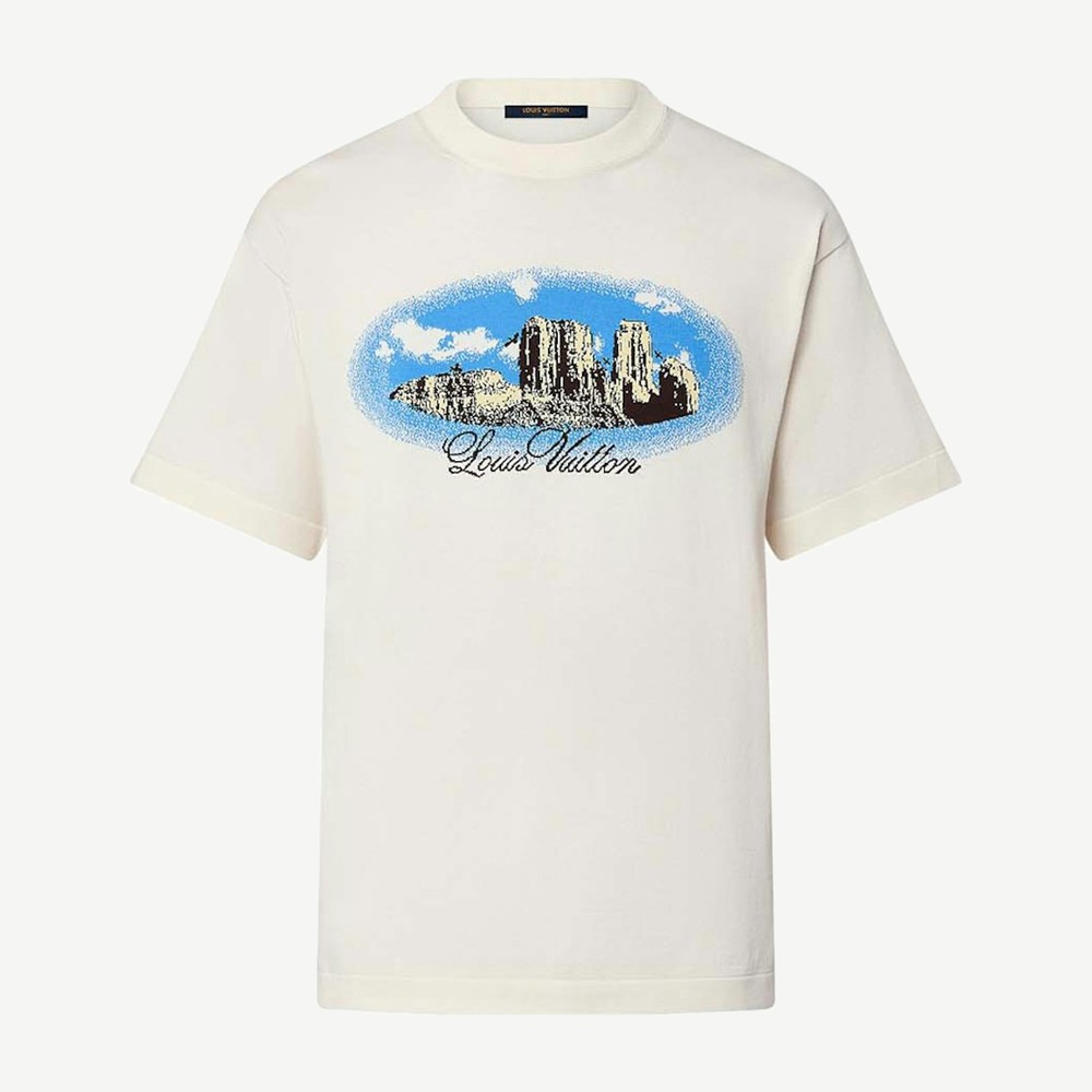 Graphic Short Sleeved Cotton Crewneck Vanilla