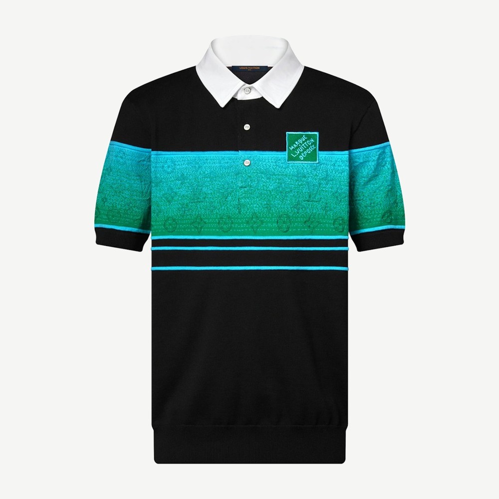 Iridescent Jacquard Short Sleeved Polo Multicolor