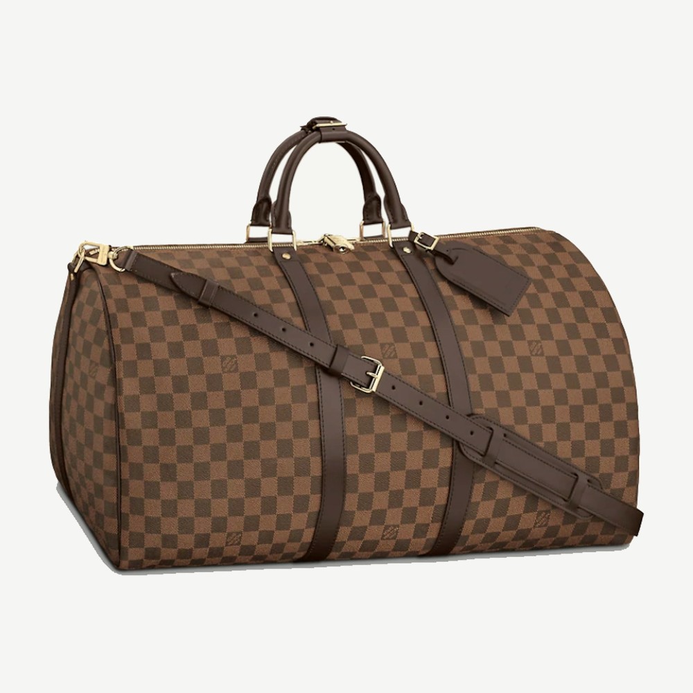 Keepall Bandouliere Damier Ebene 55 Brown Beige