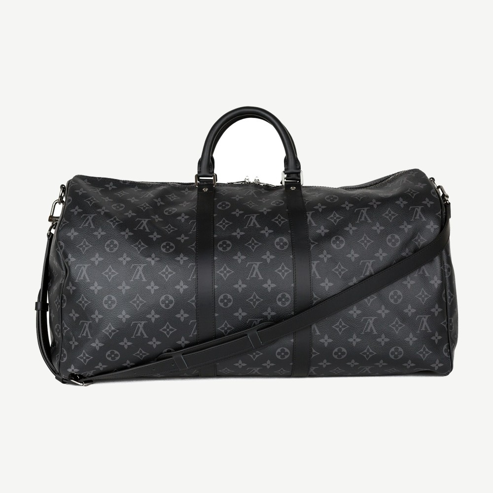 Keepall Bandouliere Without Accessories Monogram Eclipse 55 Gray