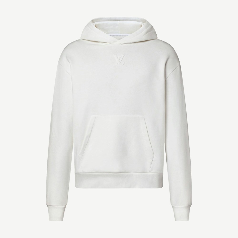 LV Embossed Cotton Hoodie Milky White
