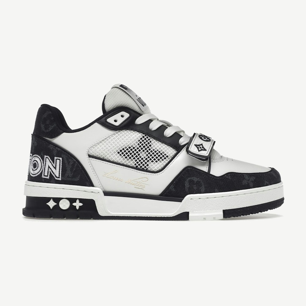 LV Trainer Velcro Strap Monogram Denim Black White