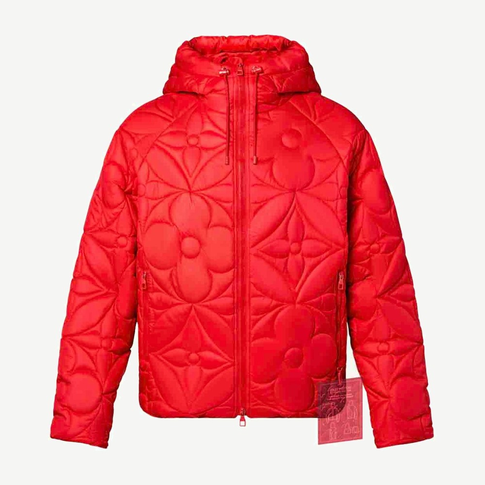 Lvse Flower Quilted Hoodie Jacket Rio Red