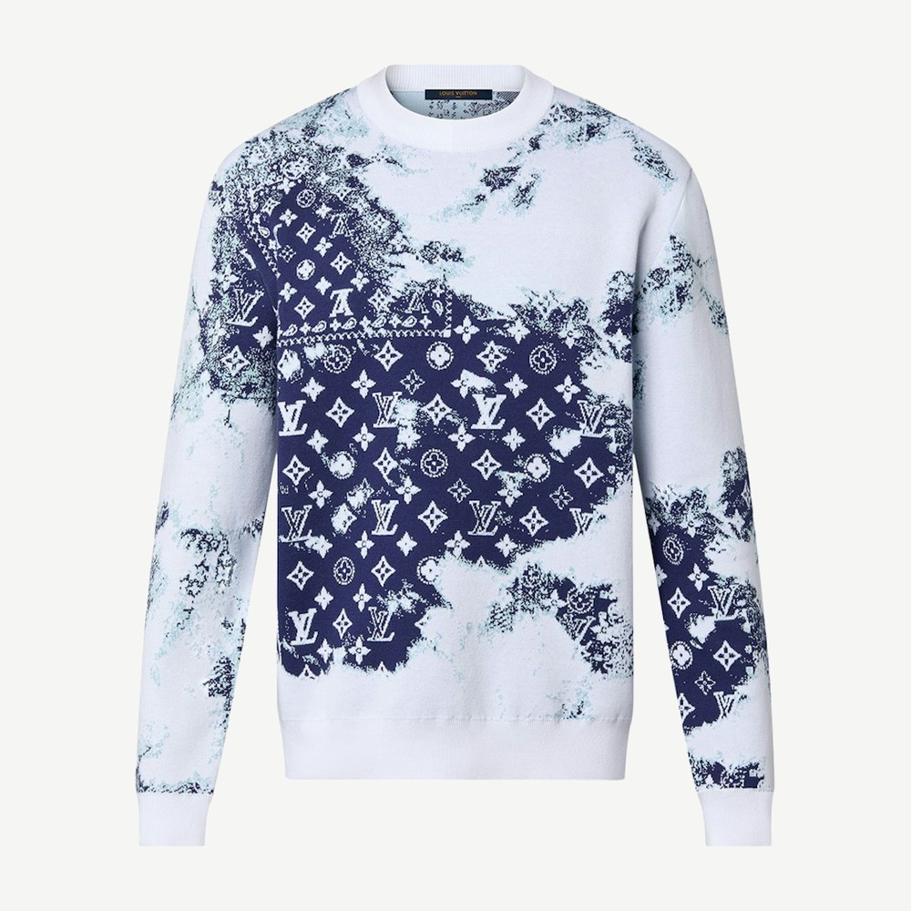 Monogram Bandana Crewneck Indigo White