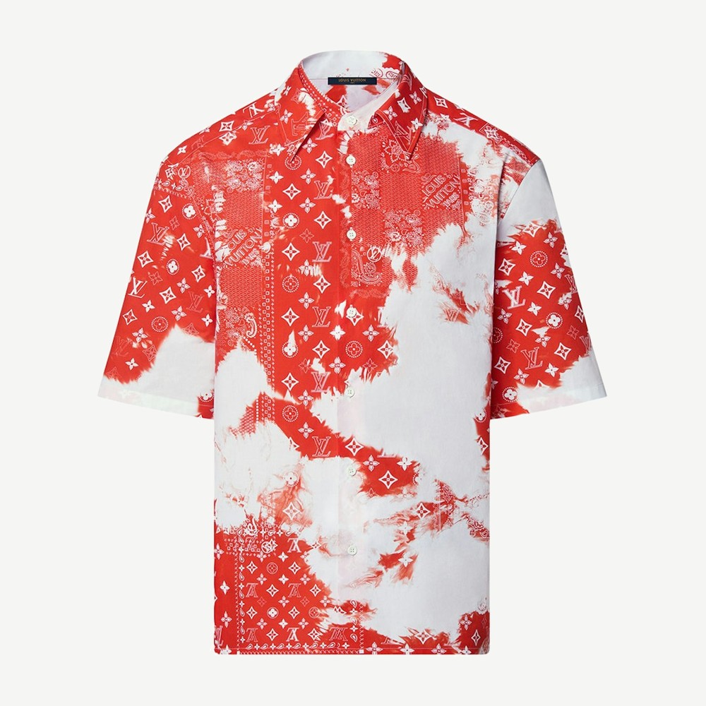 Monogram Bandana Short Sleeved Shirt Orange White
