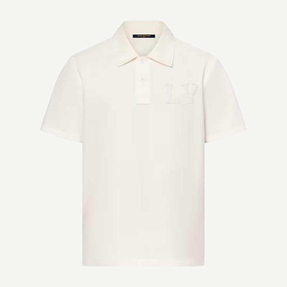 Poplin Polo With Embroidered LV Patch Milky White