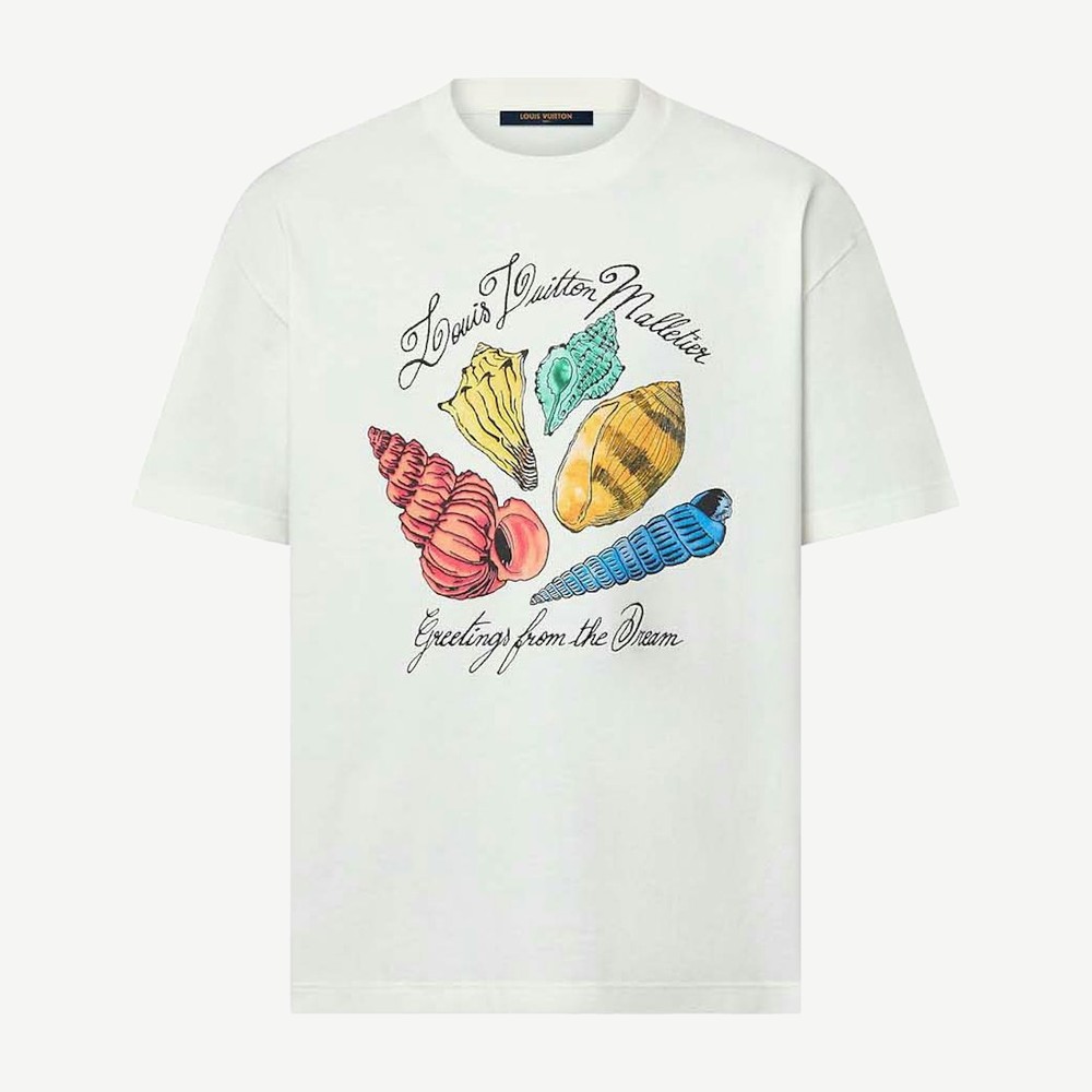 Printed Short Sleeved Cotton T Shirt Milky White