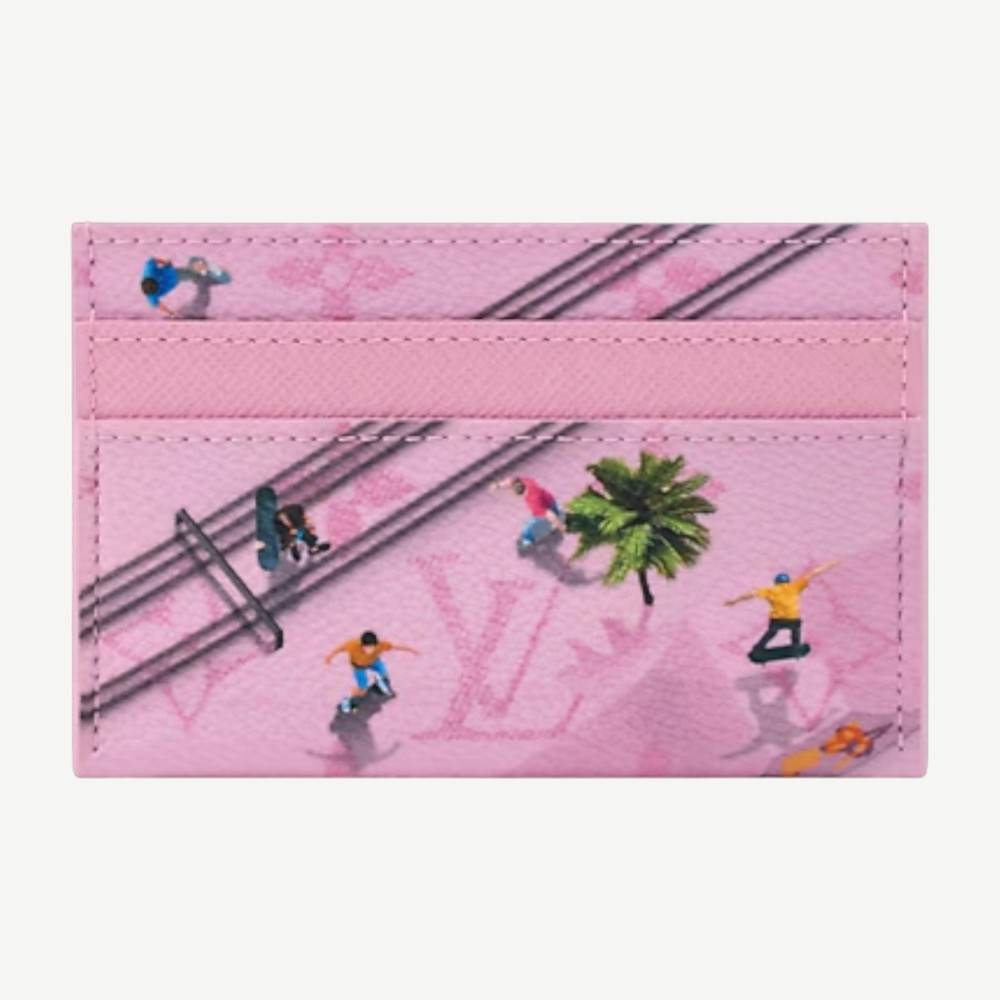 Skateboard Double Card Case Skateboard Pink
