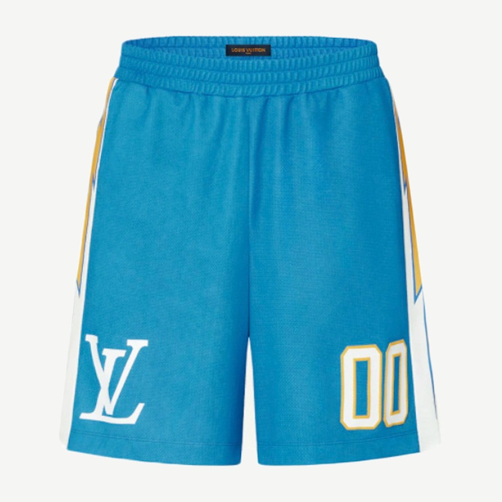 Sporty Jersey Short With Patch Blue