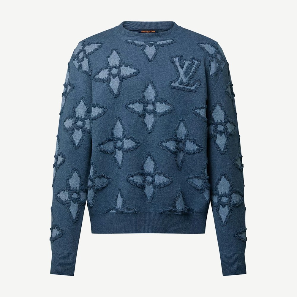 Textured Cotton Crewneck Indigo