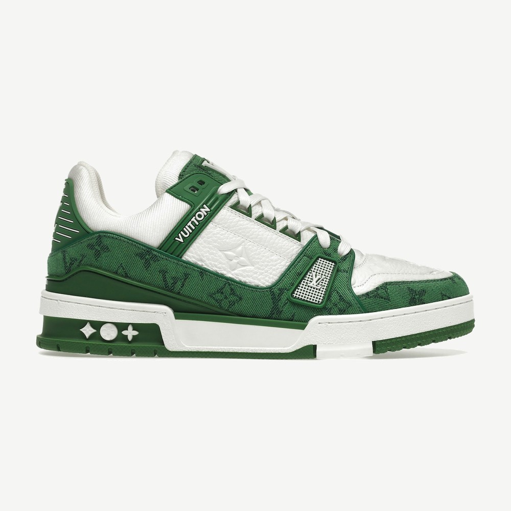 Trainer Green Monogram Denim White