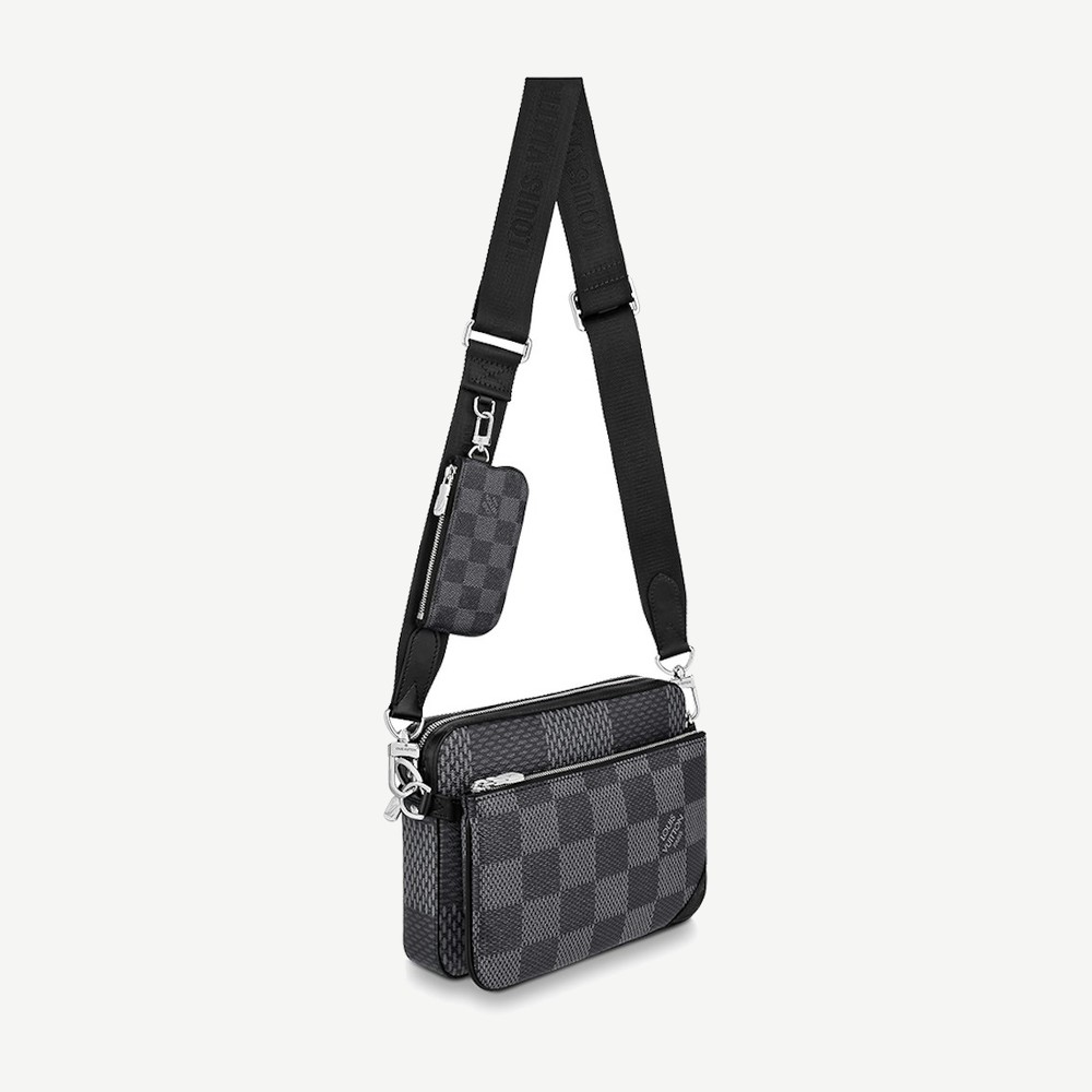 Trio Messenger Bag Grey Damier Graphite 3d