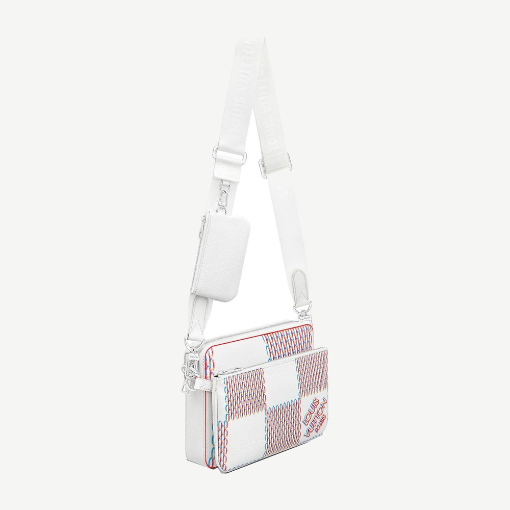 Trio Messenger White Damier Spray