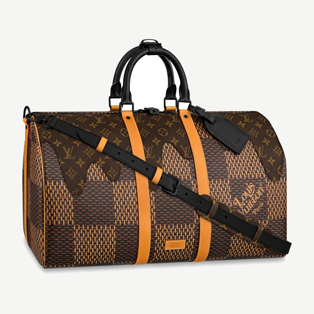X Nigo Keepall Bandouliere Damier Ebene Giant 50 Brown