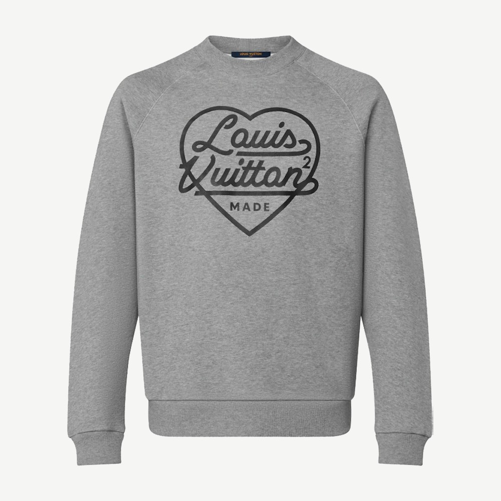 X Nigo Printed Heart Sweatshirt Light Grey